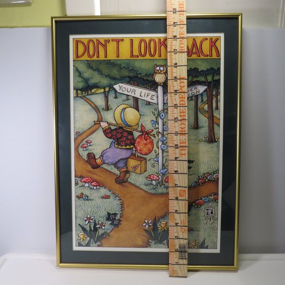 Mary Engelbreit "Don't Look Back" Metal Professionally Framed Glass & Matted - Picture 3 of 8